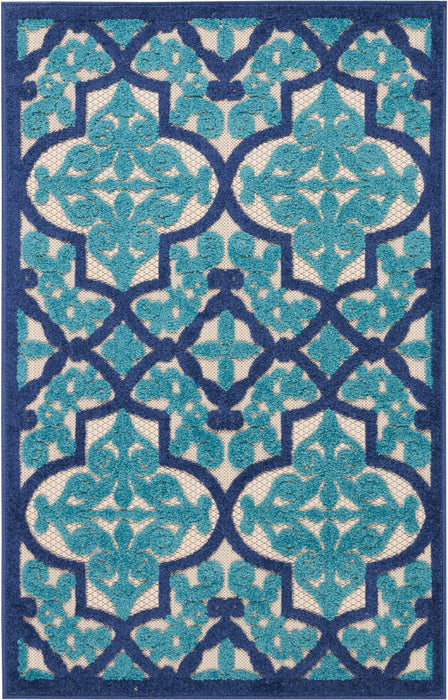 3' X 4' Moroccan Indoor Outdoor Area Rug - Blue