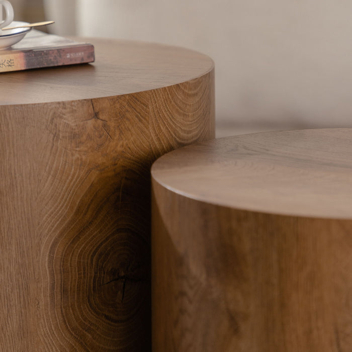 Round Nesting Coffee Table For Small Living Room (Set of 2) - Brown / Wood Home Essentials