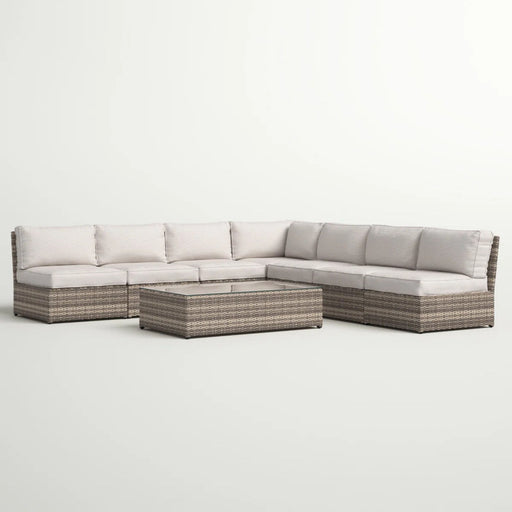 6 Piece Wicker Patio Seating Group With Cushions - Gray Mix LSI Patio Furniture