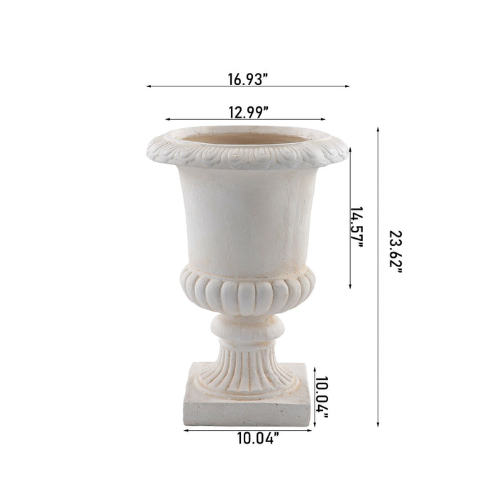 Roman Urn Planter Pot For Indoor / Outdoor - Beige White Home Essentials