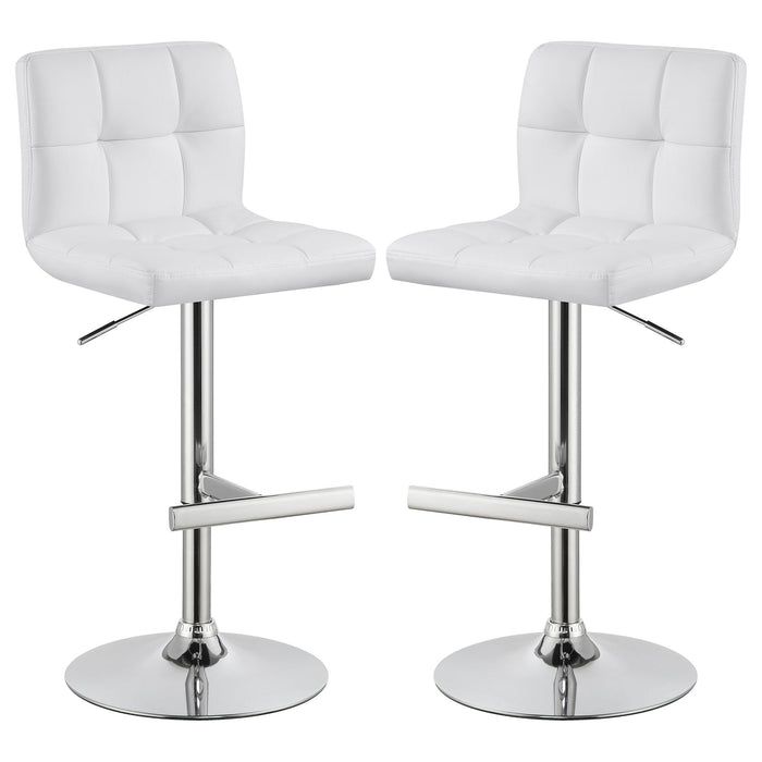 Lenny - Upholstered Adjustable Bar Stool (Set of 2) - White Furniture Max