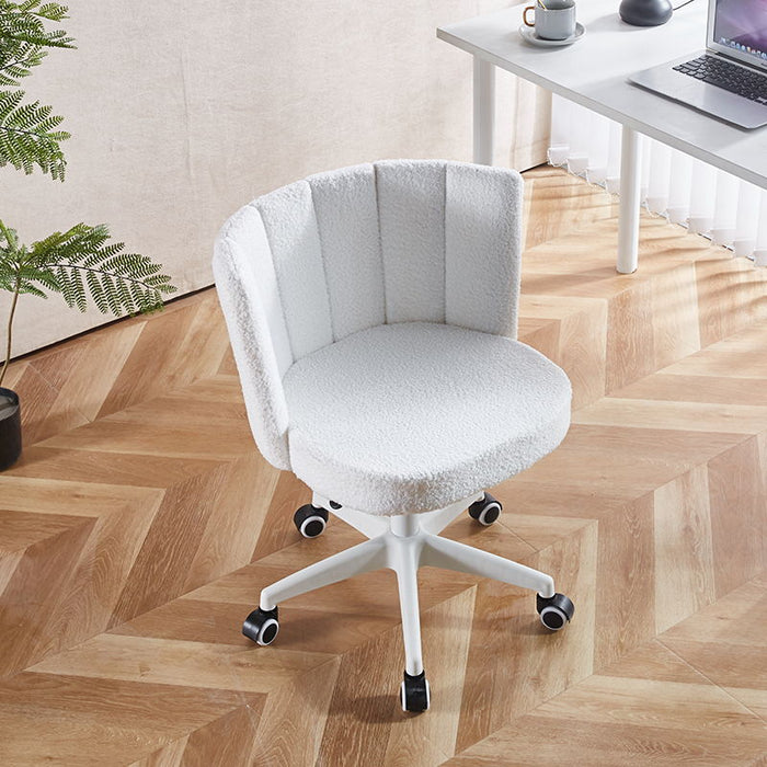 Set Of 1, Home Office Chair, Fluffy Fuzzy Comfortable Makeup Vanity Chair, Swivel Desk Chair Height Adjustable Dressing Chair For Bedroom - Antique White