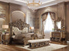 Constantine - Eastern King Bed - Synthetic Leather , Light Gold, Brown & Gold ACME