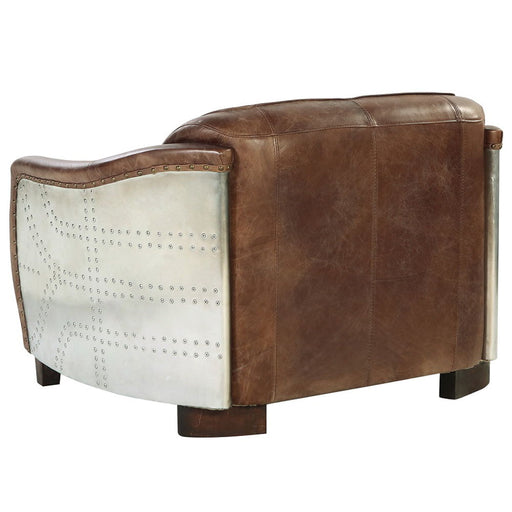 Brancaster - Loveseat - Retro Brown Top Grain Leather & Aluminum ACME