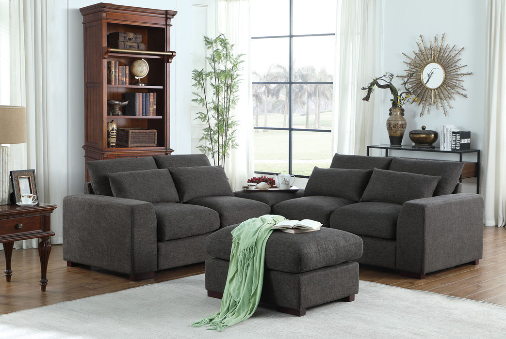 Tatman - Linen Blend Sectional With 2 Ottomans - Dark Gray Urban Retreats