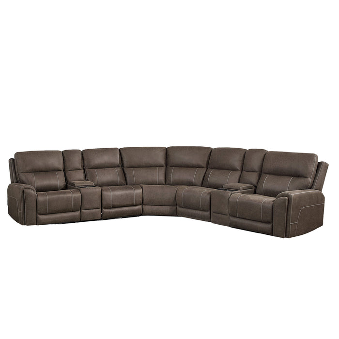 Gaia - 7 Piece P2 Power Sectional - Brown New Classic