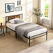 ModerMetal Bedframe With Wood Panel Headboard Home Essentials