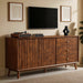 TV Stand With Storage, Entertainment Center, 3 Drawers And 2 Doors For Living Room - Walnut Home Essentials