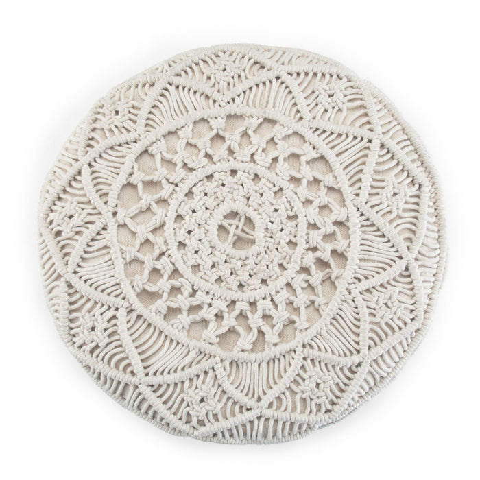 Coates - Round Macrame Pouf - Natural Simpli-Home