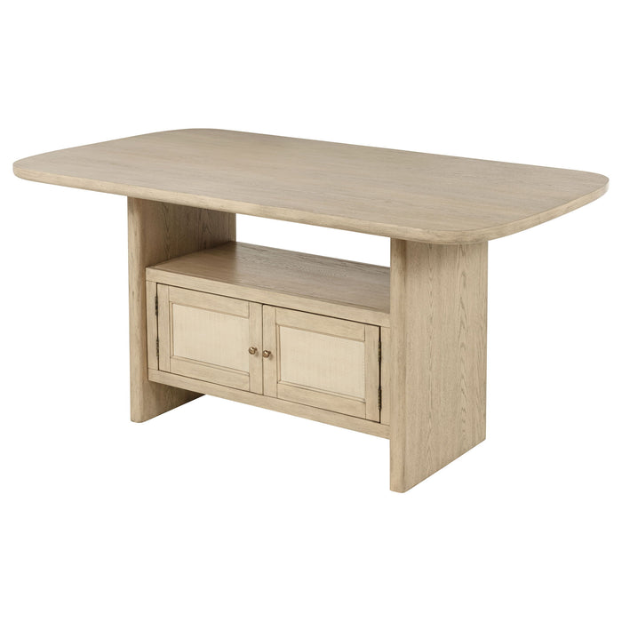 Kimpton - Counter Height Dining Table With Storage Cabinet And Shelves - Beige Furniture Max
