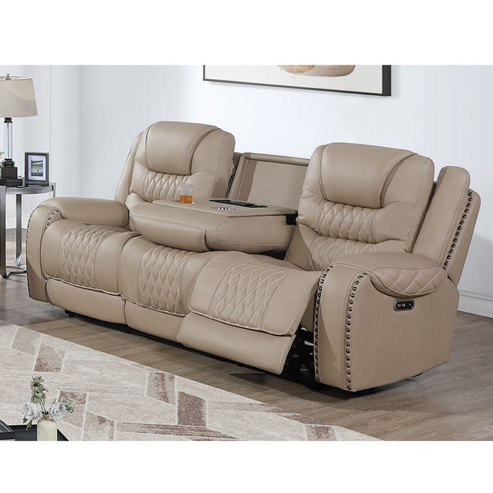 Power Reclining Sofa With USB Ports, Drop Down Table & Adjustable Headrest - Toffee Home Essentials