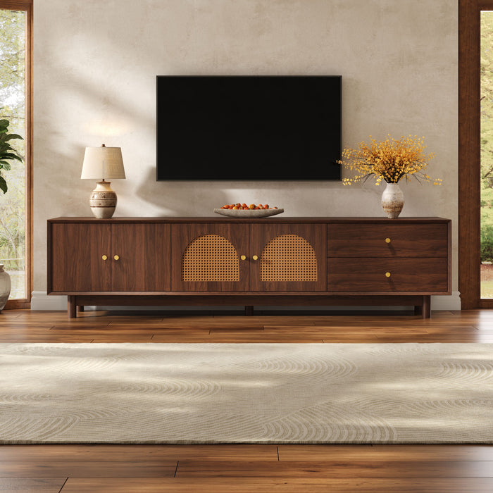 TV Stand With For 85" TVs - Walnut Hearth and Haven