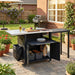 Foldable Outdoor Prep Station BBQ Cart With Trash Rack Hearth and Haven