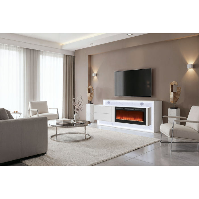 Kerry - Entertainment Unit With Speaker And LED Lighting - White Global Furniture USA