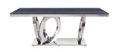 Nasir - Dining Table - Gray Printed Faux Marble Top & Mirrored Silver ACME