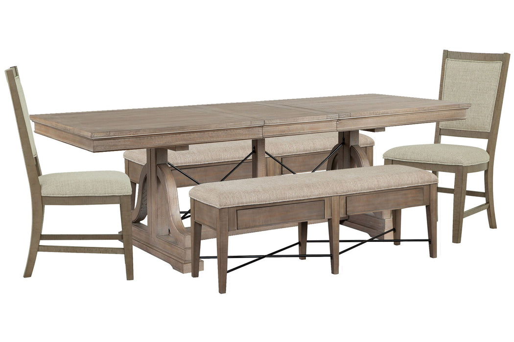 Paxton Place - Extendable Trestle Dining Table Set Magnussen Furniture