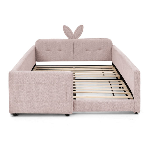 Cute Rabbit Ear Upholstered Platform Bed Frame With Safety Rail Home Essentials