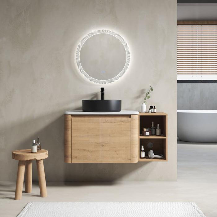 Wall Mounted Bathroom Vanity With Art Sink, 1 Storage Shelf, 2 Soft Close Doors Home Essentials