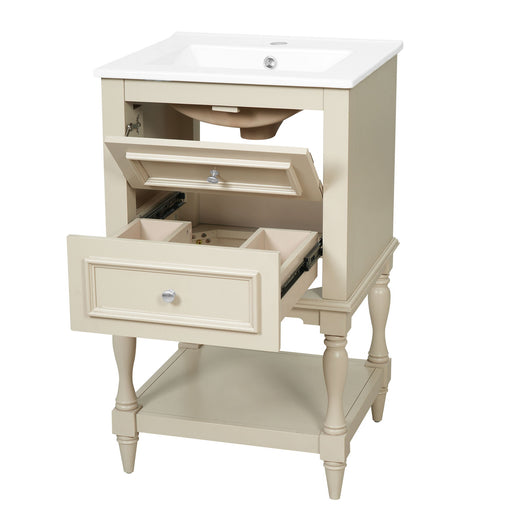 Retro Design Bathroom Vanity With Sink, 2 Drawer Storage Cabinet Hearth and Haven