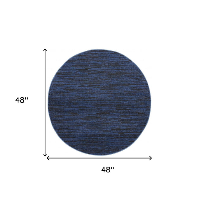 4' X 4' Round Non Skid Indoor / Outdoor Area Rug - Midnight Blue