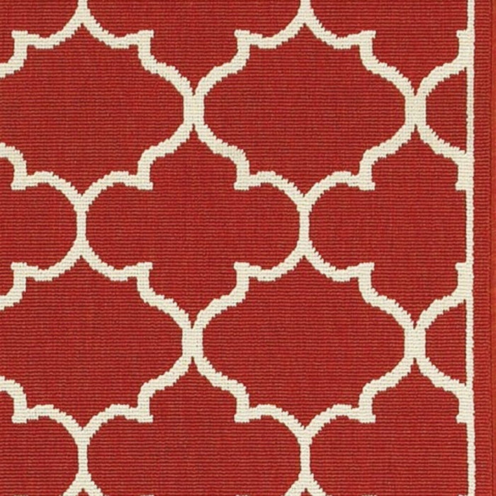 2' X 8' Indoor / Outdoor Area Rug - Red / Ivory