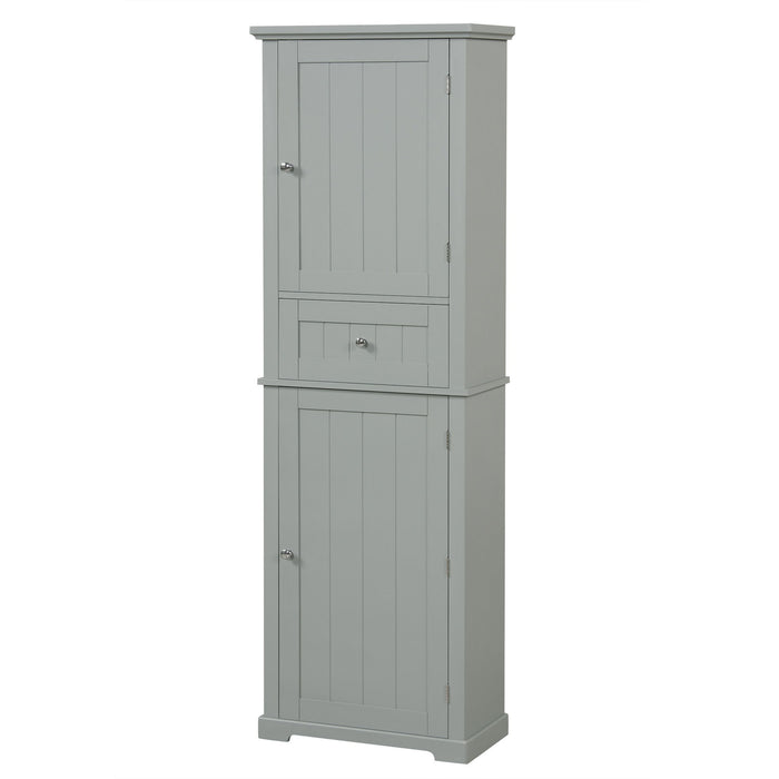 Tall Freestanding Bathroom Storage Cabinet With Drawer And Adjustable Shelf Hearth and Haven