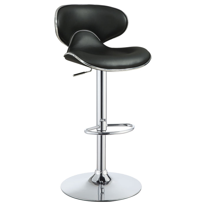 Bar Stool With Curved Design, Height Adjustable & Swivel Base (Set of 2) - Black Furniture Max