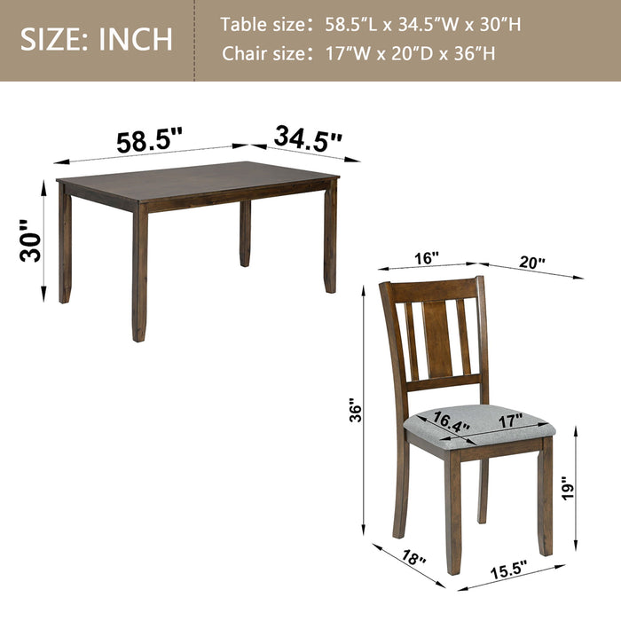 Kitchen Dining Set, Rectangular Dining Table With Upholstered Chairs Home Essentials