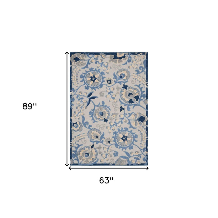 5' X 7' Toile Non Skid Indoor / Outdoor Area Rug - Blue / Gray