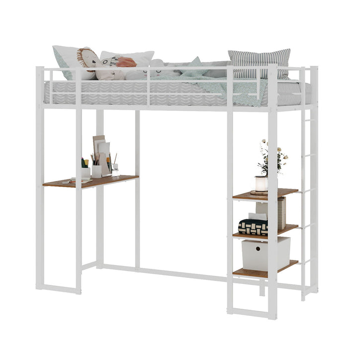 Bunk Bed With L-Shaped Desk And Dual Side Stairs Home Essentials