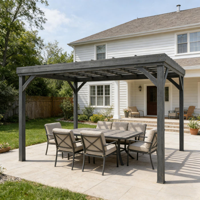 Patio Grape Vine Gazebo Outdoor Pergola With Open Roof For Climbing Plants - Gray Home Essentials