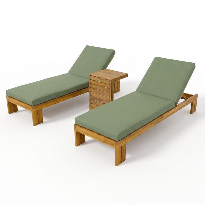 Outdoor Chaise Lounge Set & Side Table, 5 Position Adjustable Patio Recliner Noble House