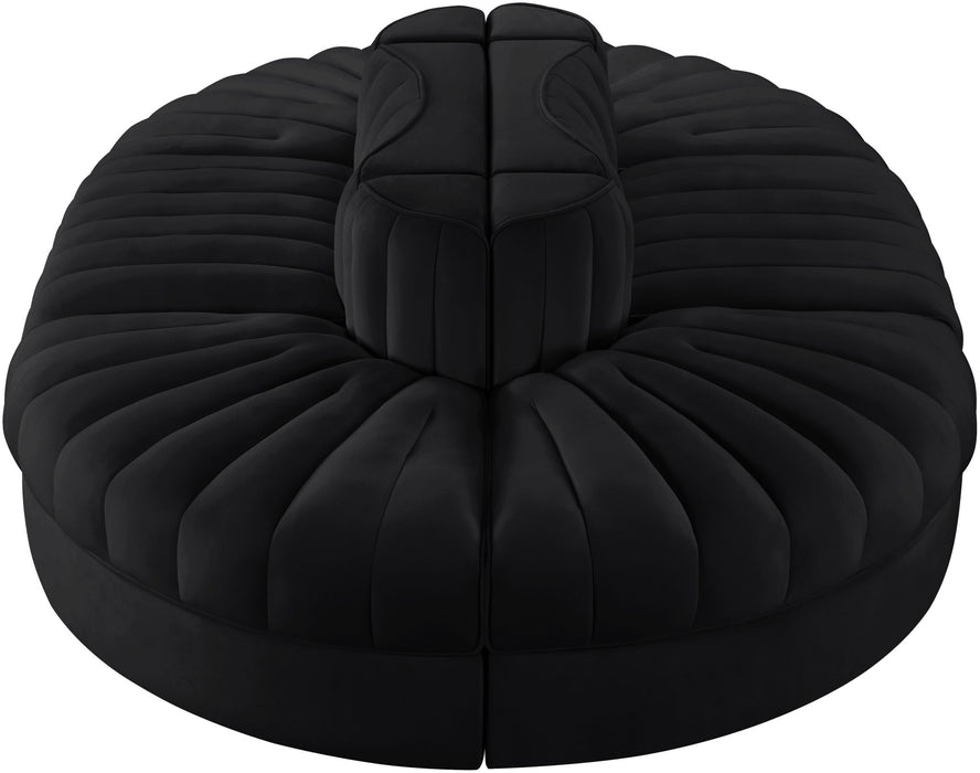 Rummi - Oval Velvet Performance Fabric Upholstered 6 Piece Modular Sectional Meridian Furniture