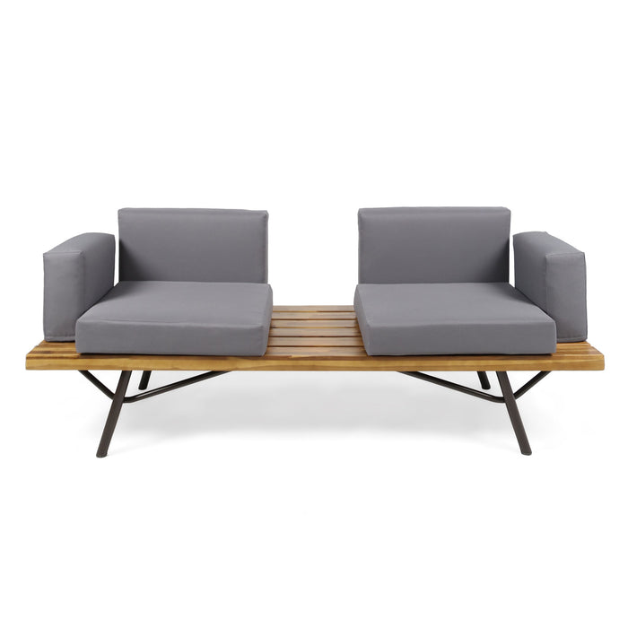 Outdoor Sofa With Cushions And Iron Legs - Dark Gray Noble House