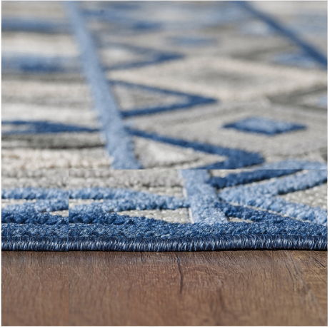 8' X 10' Abstract Stain Resistant Outdoor / Indoor Area Rug - Blue / Gray