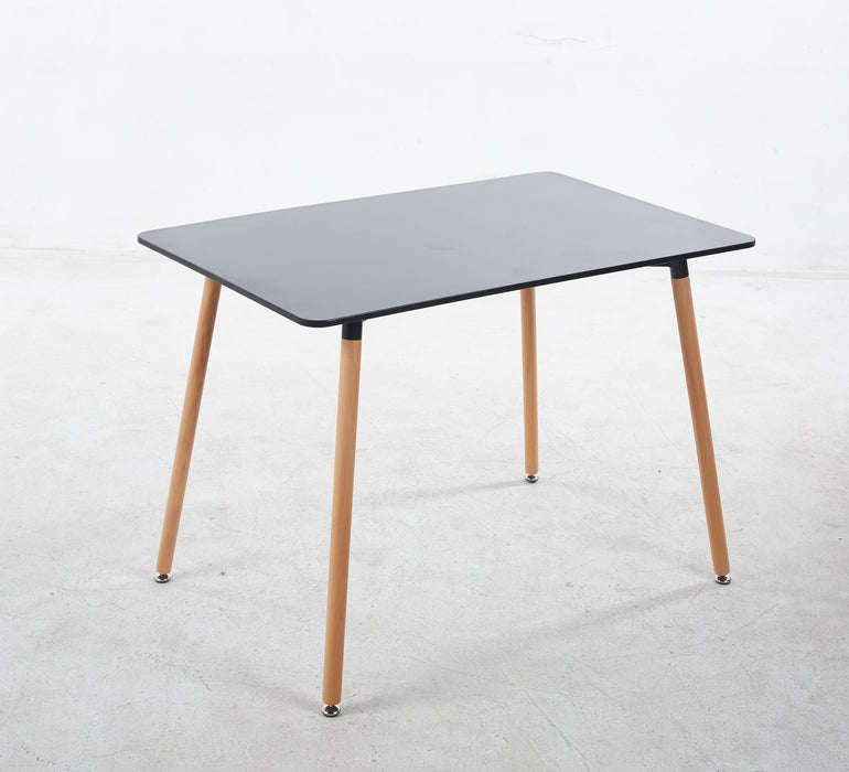 5 Pieces Dining Set, Table Metal Leg Mid-Century Dining Table For 4 - 6 People With MDF Table Top, Pedestal Dining Table, Leisure Coffee Table - Black