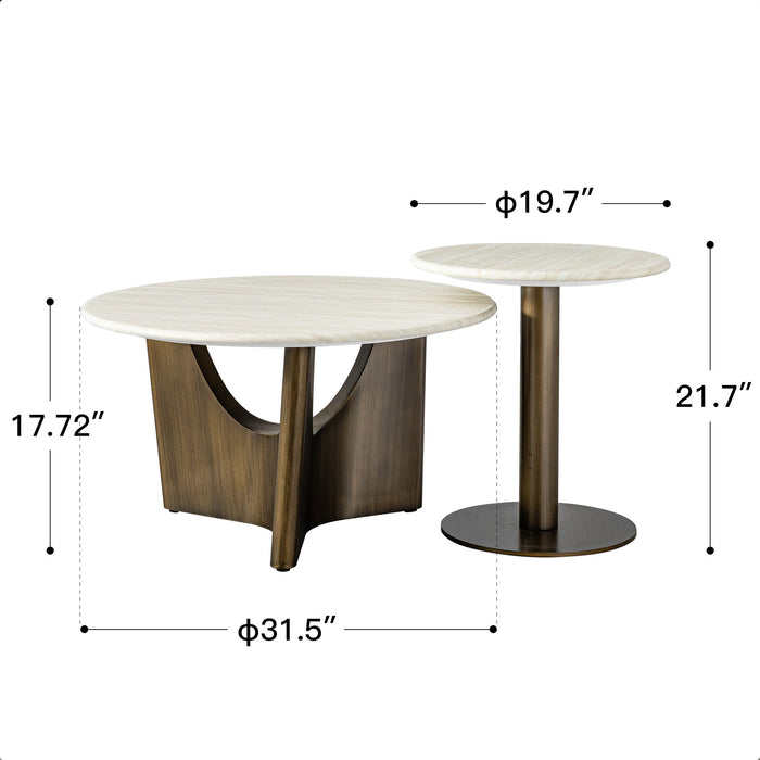 Nesting Coffee Table Set - Antique Bronze / Beige Home Essentials