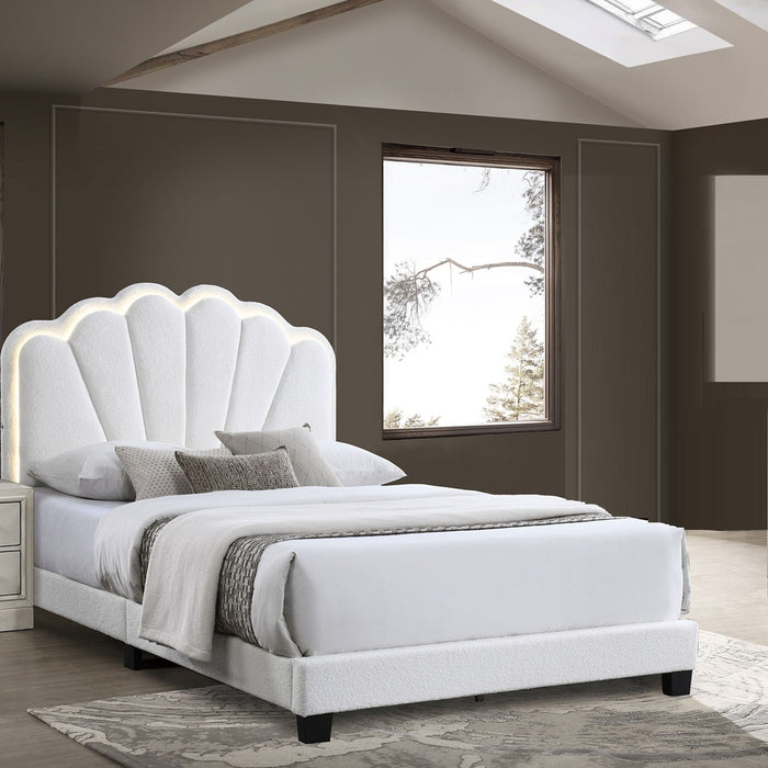 Bed With Floral Design Headboard And Built In LED Lighting Home Essentials