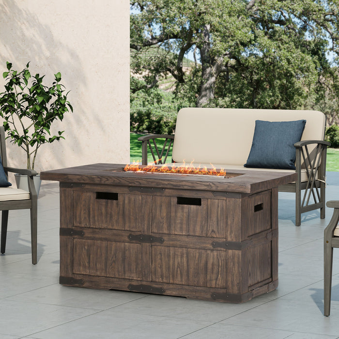 Andrew Rectangle Fire PiT-40,0 Btu Tank Inside - Brown