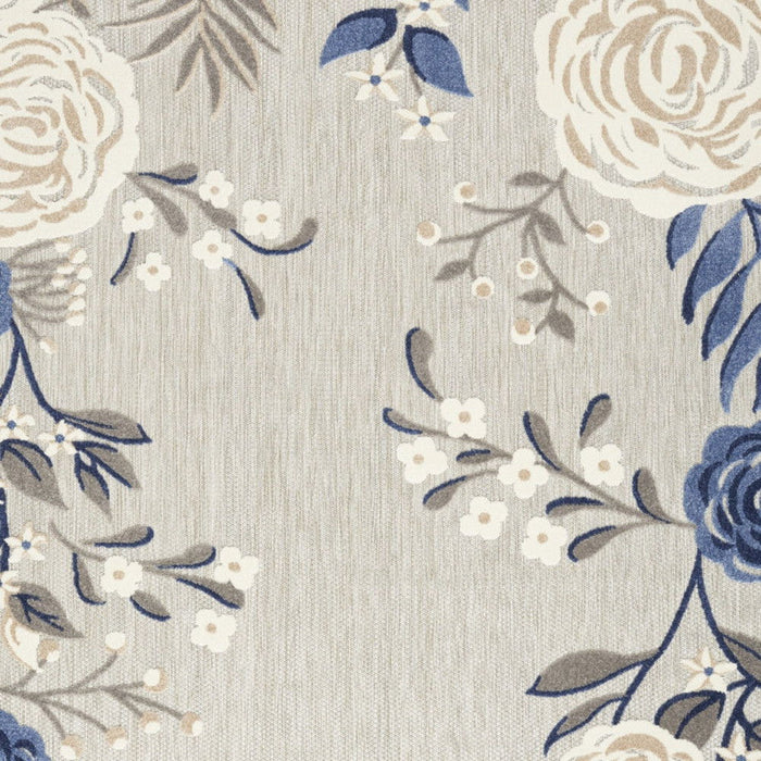 6' X 9' Floral Stain Resistant Area Rug Non Skid - Gray / Blue