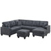 5 Piece Sectional Set With USB Port And Ottoman Home Essentials