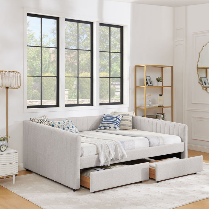 Upholstered Queen Daybed With 2 Drawers Home Essentials