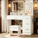 Vanity With LED Mirror And Storage Drawers For Bedrooms - Cream White Home Essentials