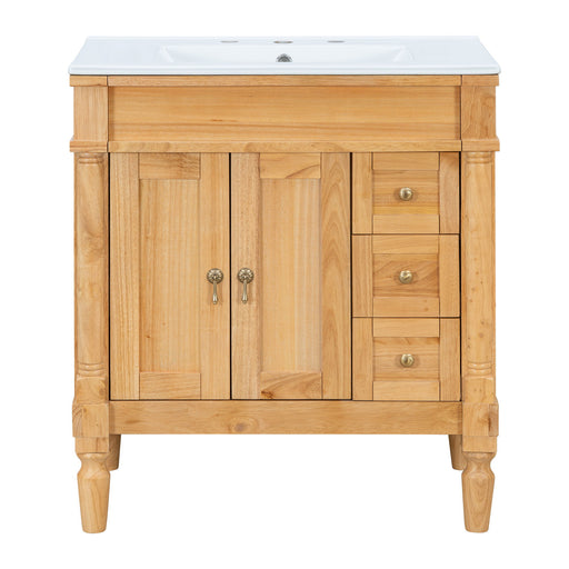 Modern Bathroom Vanity With Ceramic Sink, Soft Close Doors, Adjustable Shelves Hearth and Haven