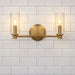 Regal - Double Light Vanity With Clear Ribbed Satin - Antique Brass / Clear Ashcroft Furniture