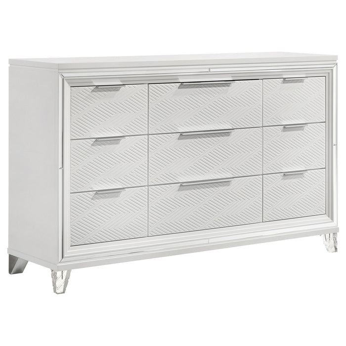 9 Drawer Dresser Cabinet With Picture Framed Fronts - White Furniture Max