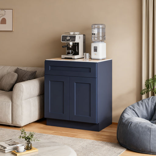 Shaker Base Cabinet With Soft Close Doors And Drawer, Storage Unit With Adjustable Shelf For Bath - Blue Home Essentials