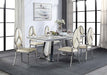 Destry - Dining Table With Engineering Stone Top & Pedestal Base - Engineering Stone Top & Mirrored Silver ACME