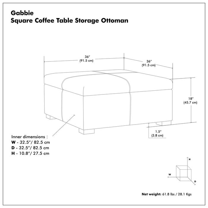 Gabbie - Coffee Table Upholstered Storage Ottoman Simpli-Home
