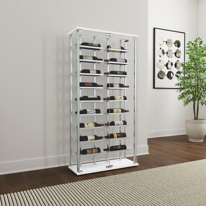 Wine Storage LED Curio Cabinet - Chrome Furniture Max